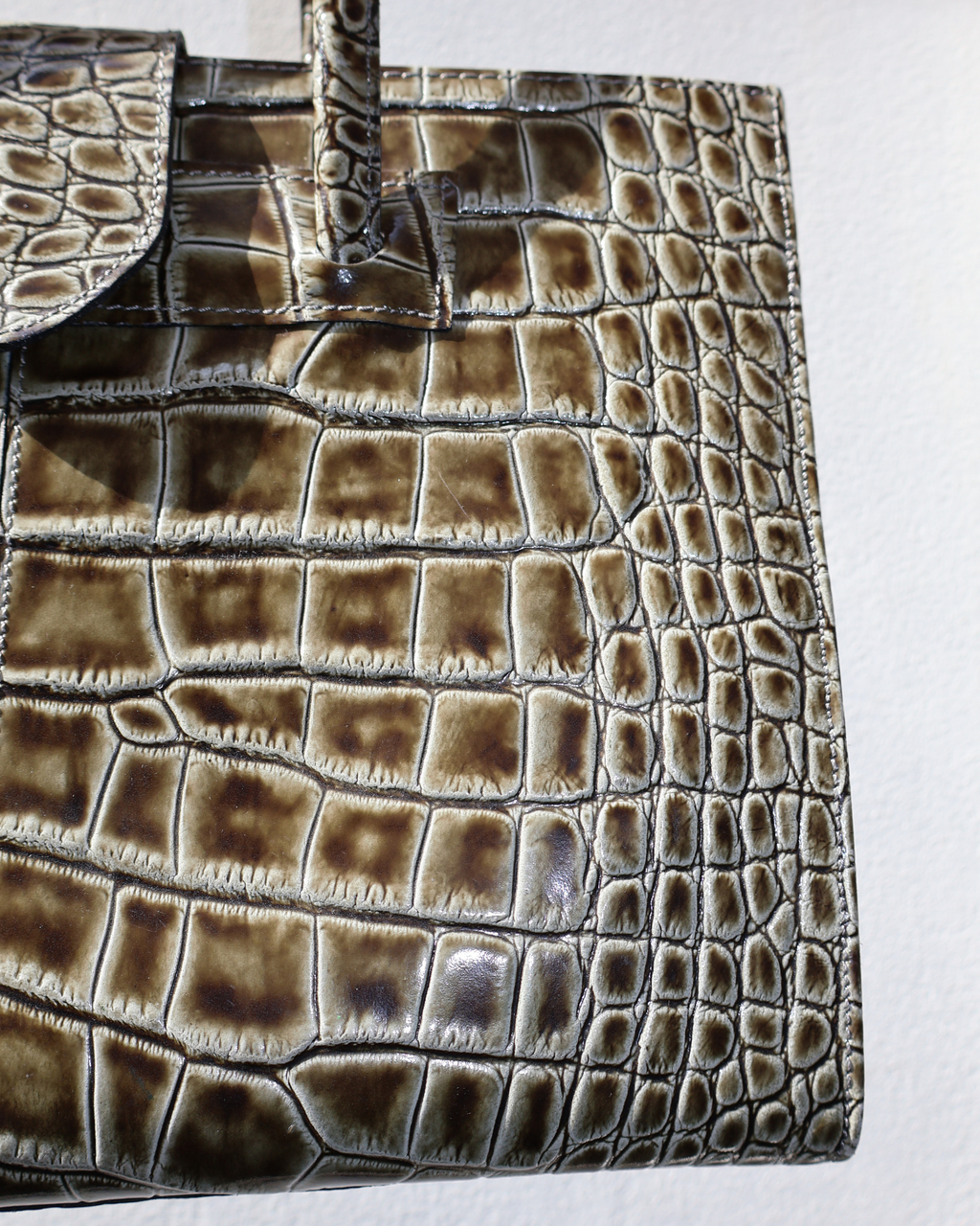 OLIVE CROCO FIRKIN BAG