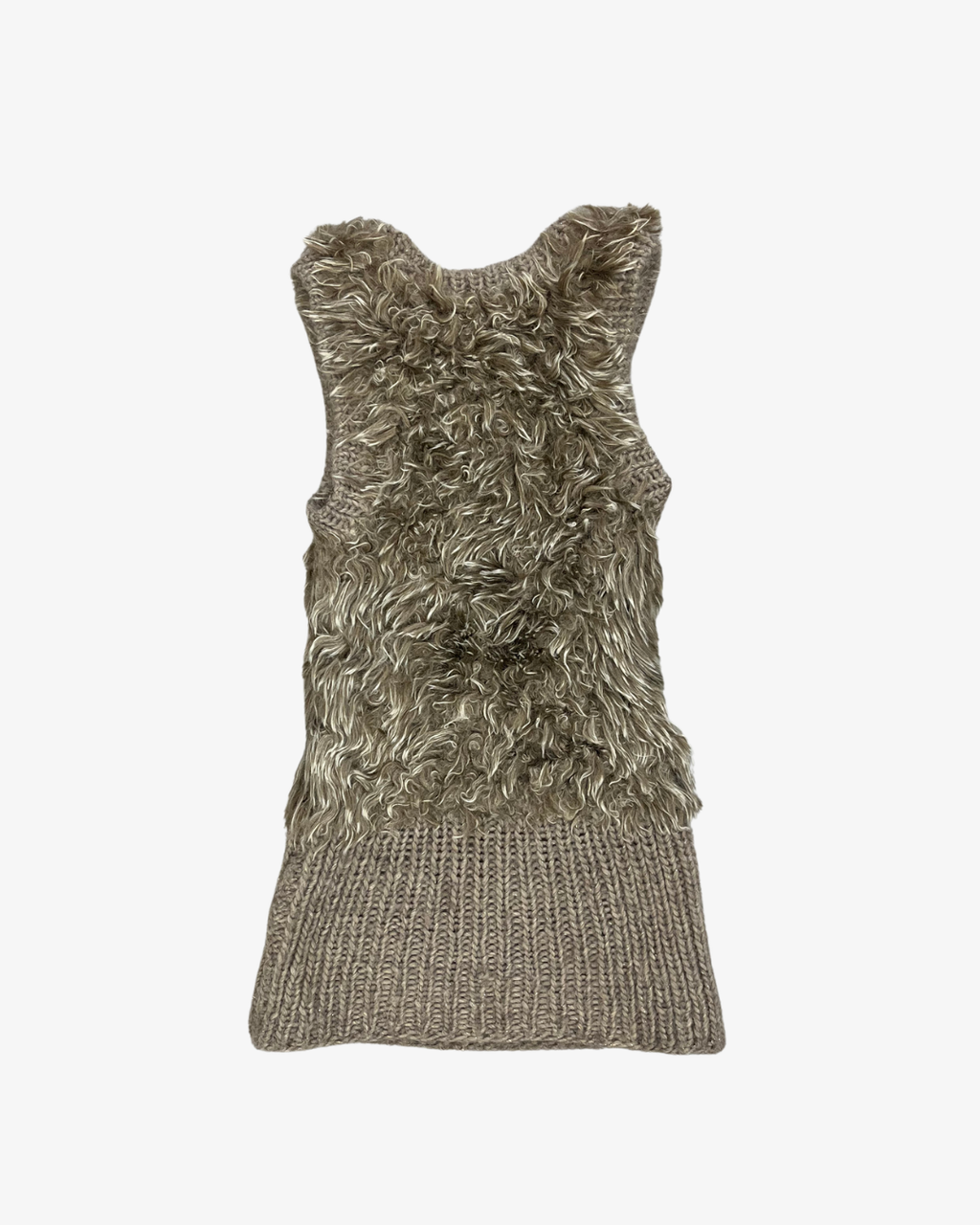 BEIGE FUR SLEEVELESS VEST