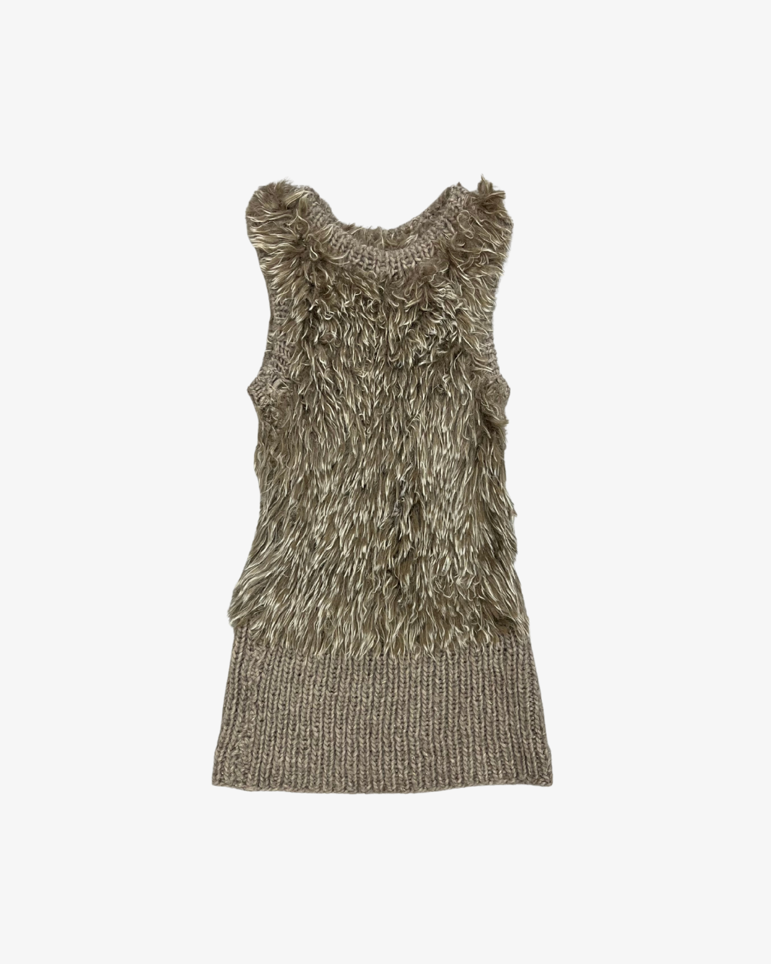 BEIGE FUR SLEEVELESS VEST