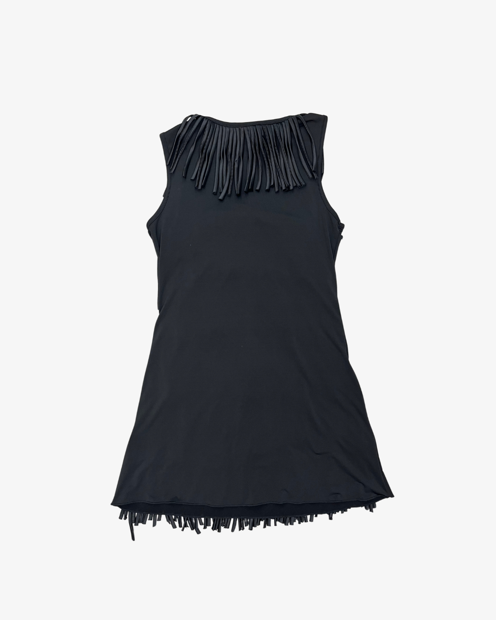 BLACK FRINGE SLEEVELESS DRESS