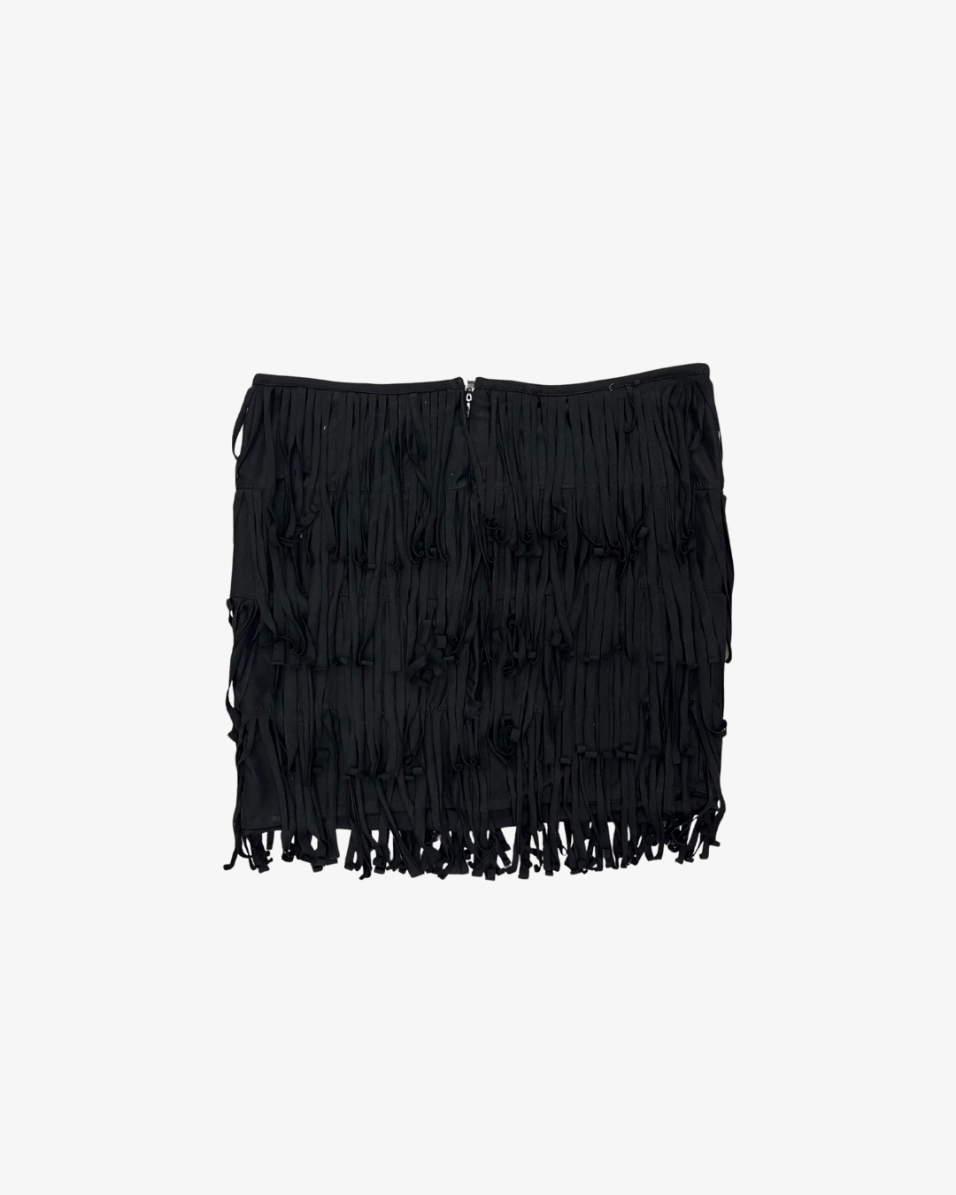 BLACK LAYERED FRINGED SKIRT