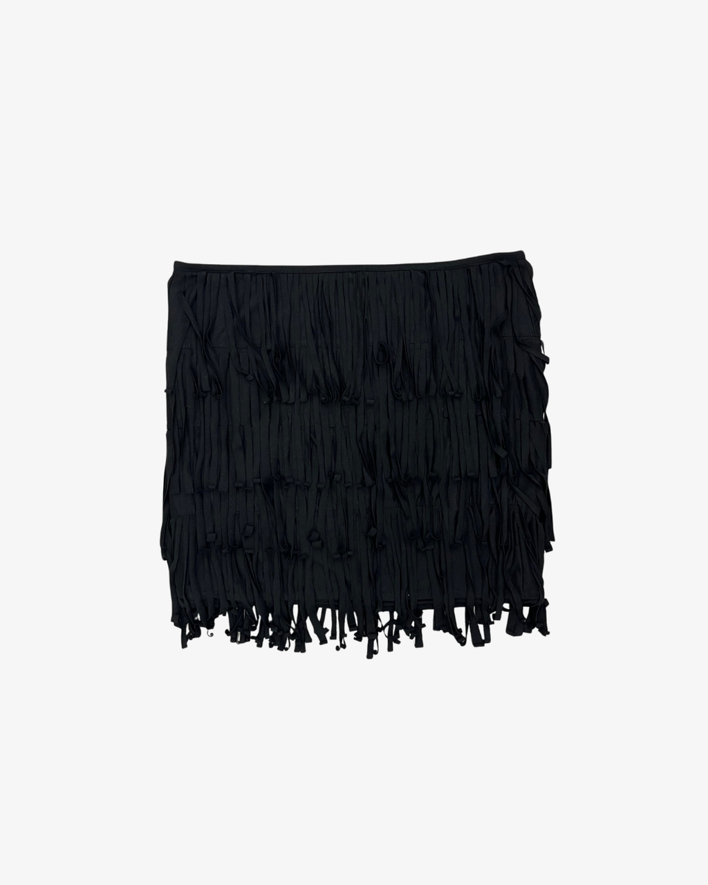 BLACK LAYERED FRINGED SKIRT