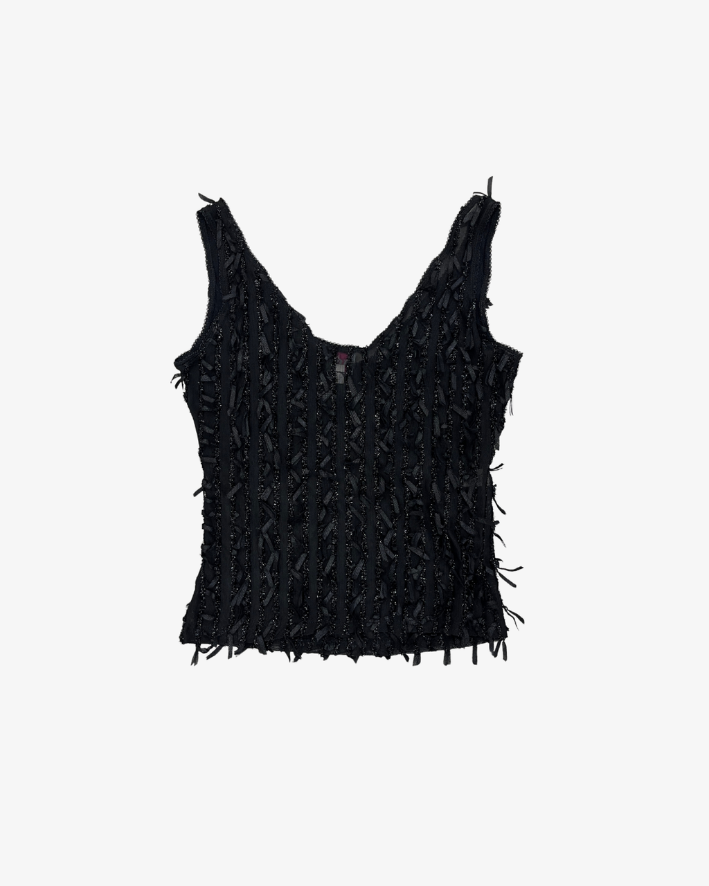 BLACK SHINY FRINGES TOP