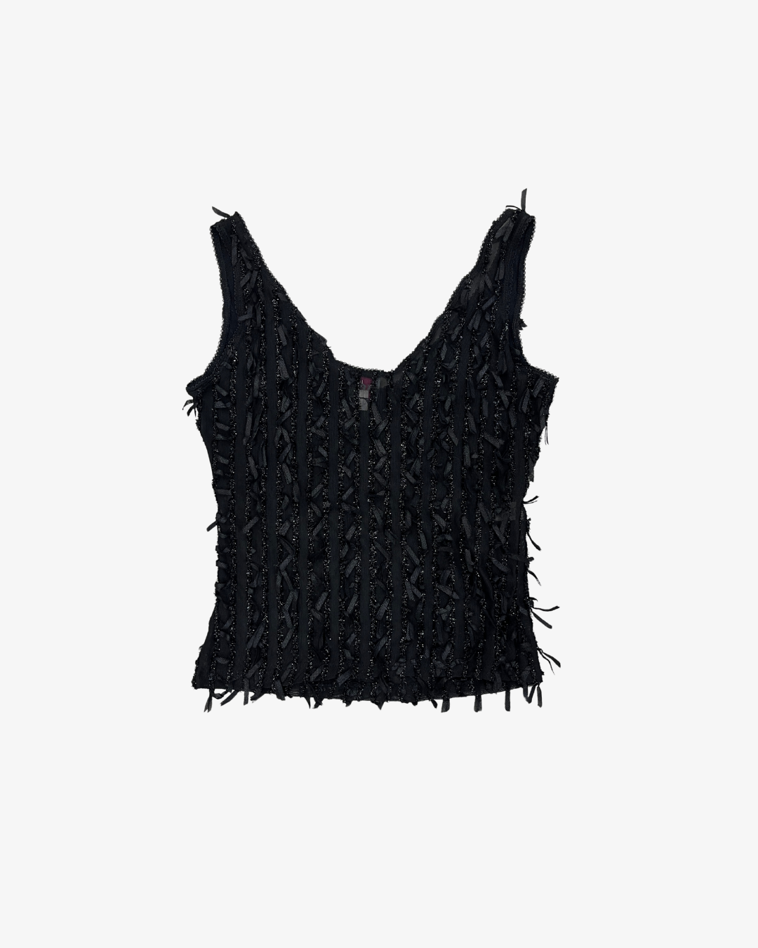 BLACK SHINY FRINGES TOP