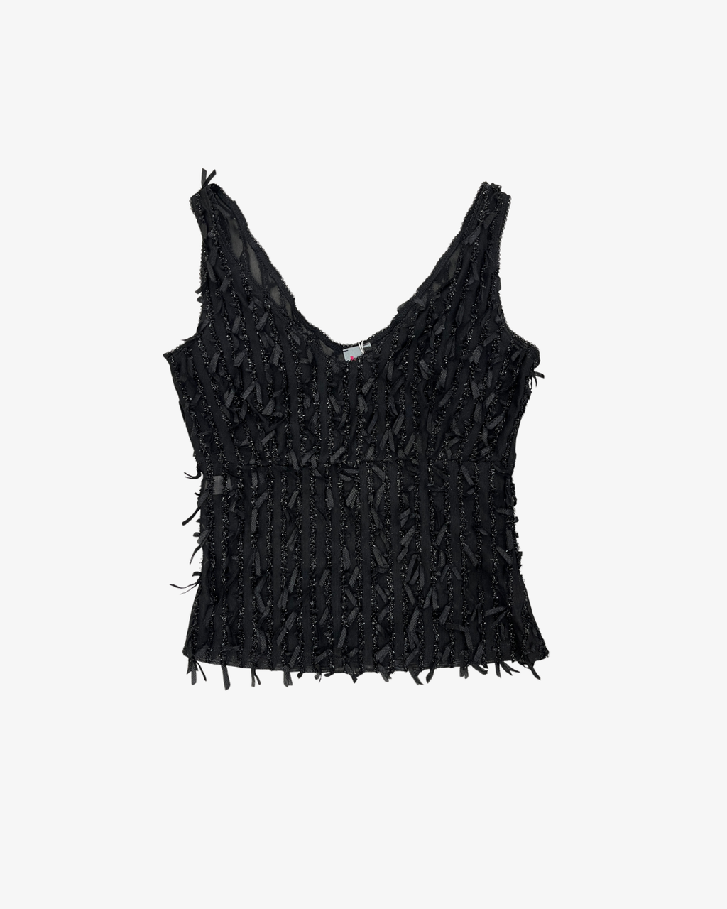 BLACK SHINY FRINGES TOP