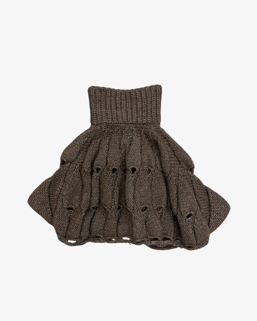 BROWN CHUNKY-KNIT CUTOUT BALLON JACKET