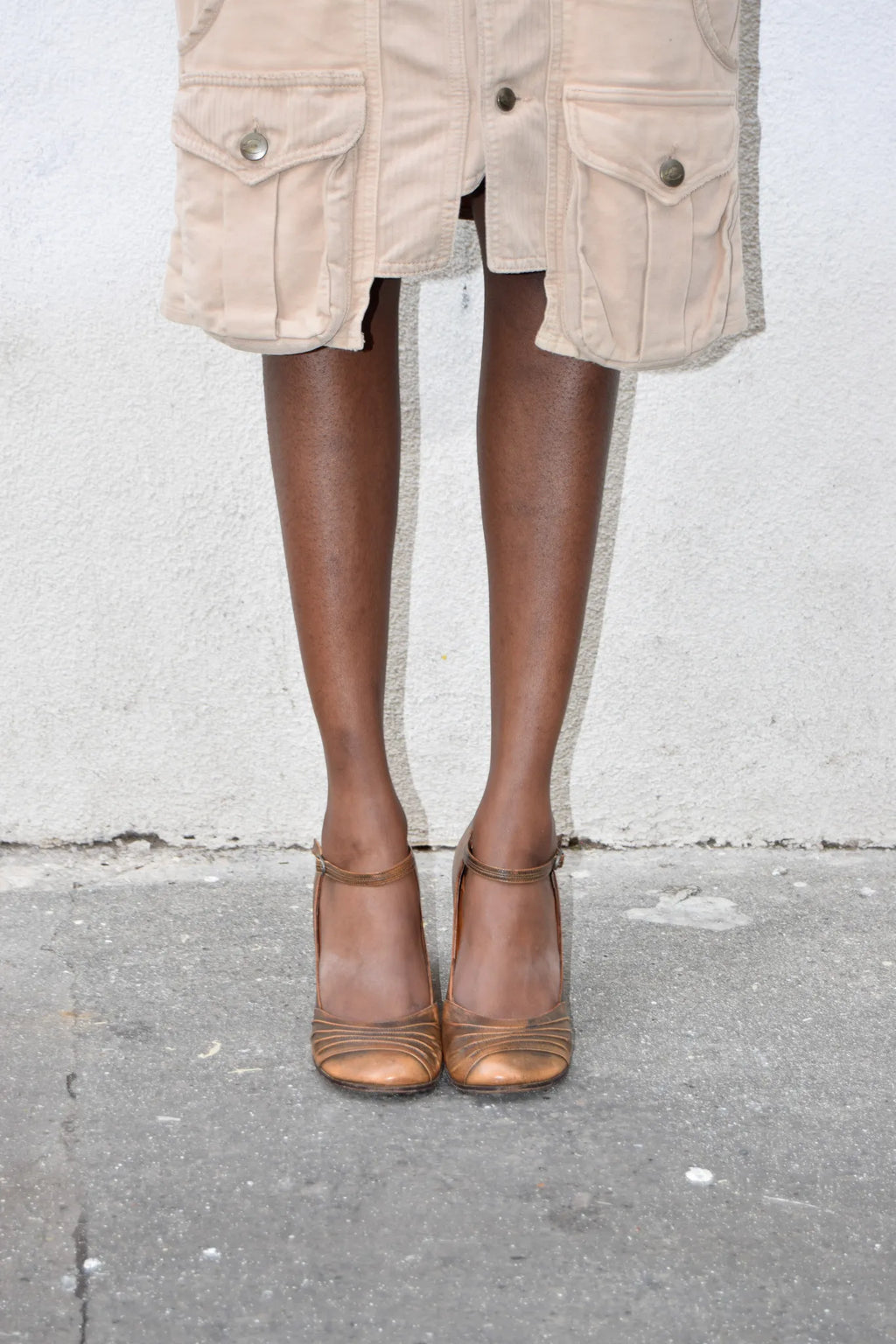 ORANGE BROWN ANKLE-STRAP HEELS