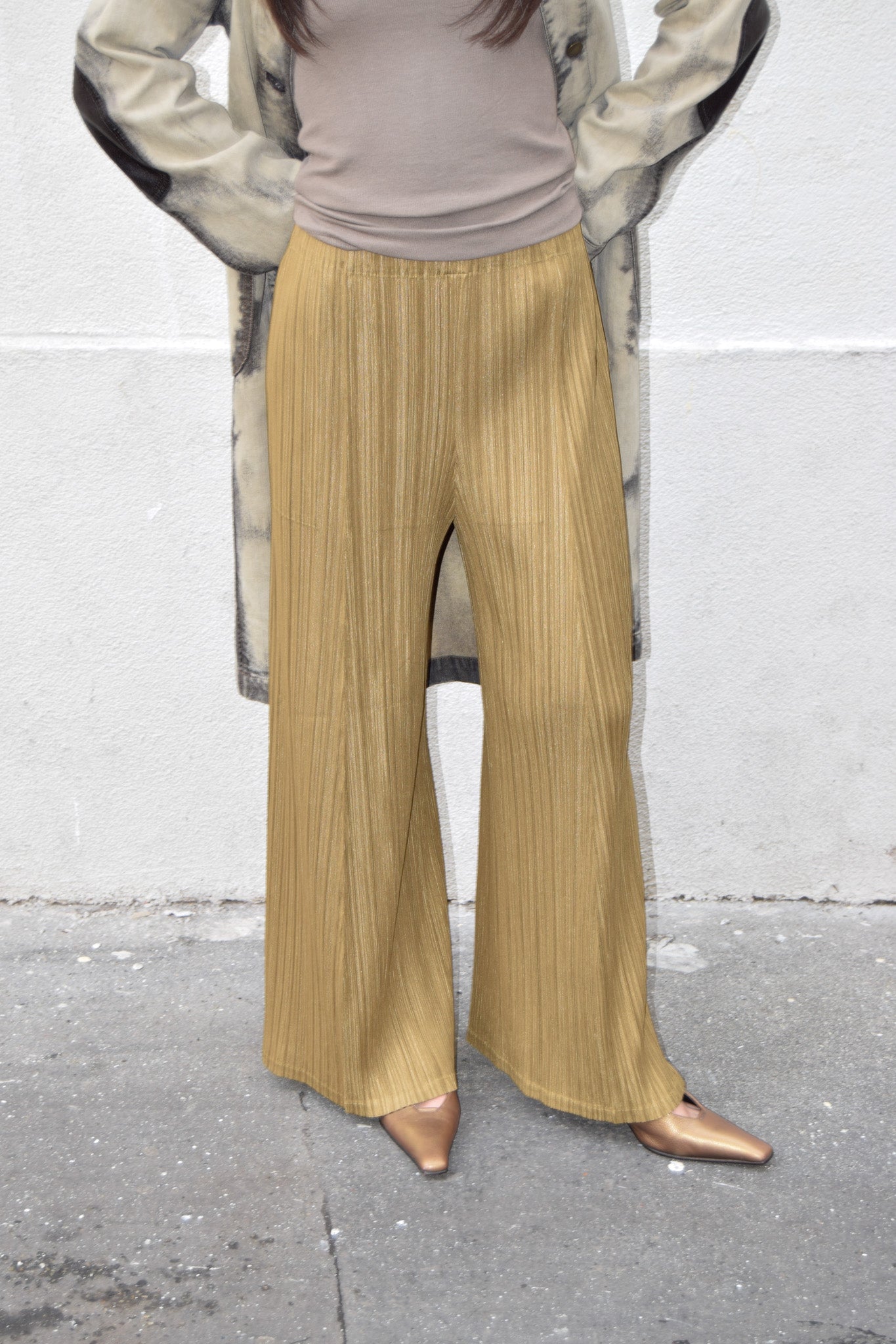 PLEATS PLEASE BEIGE PANTS