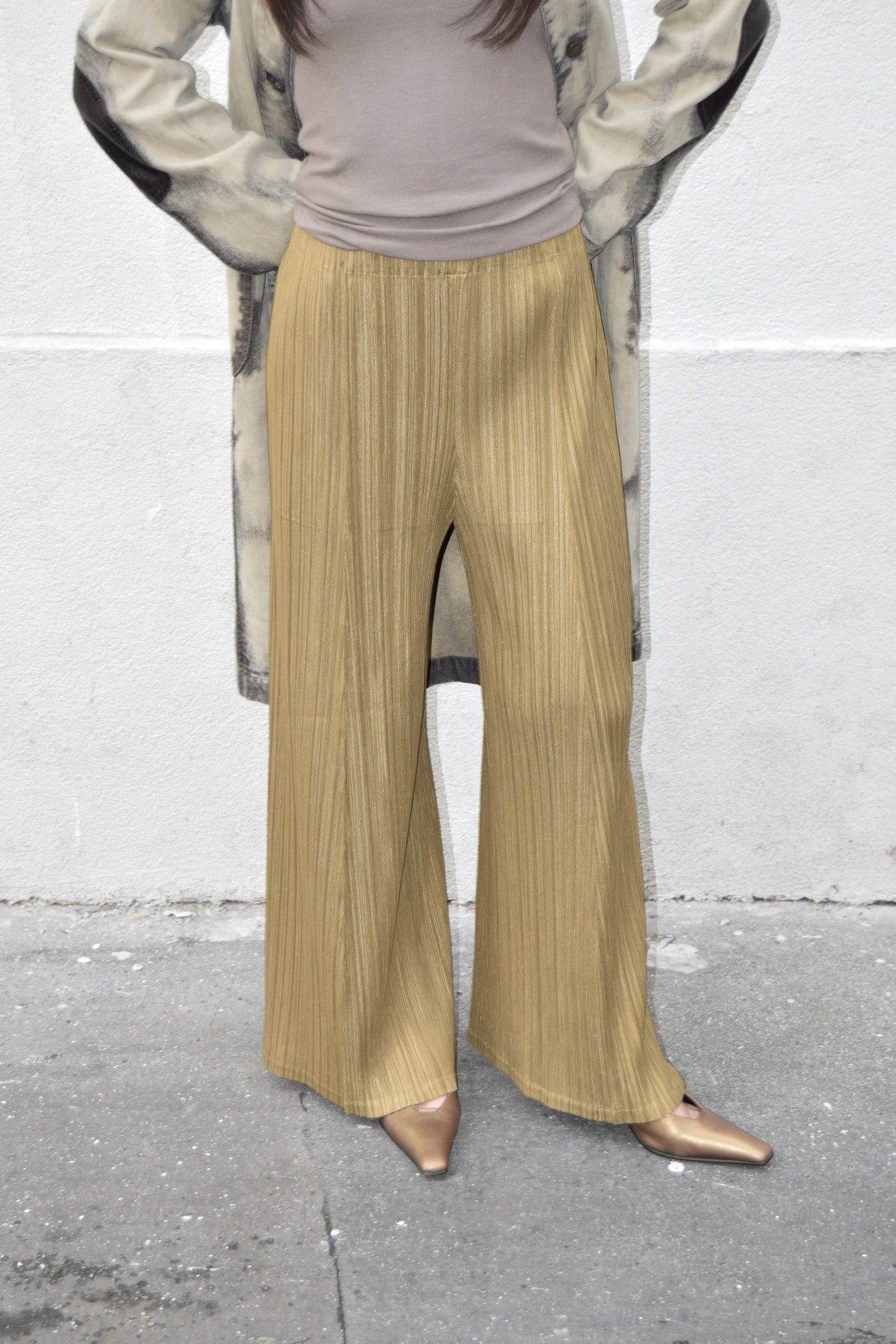 PLEATS PLEASE BEIGE PANTS