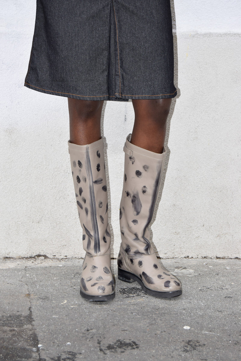 PAINTED TAUPE HIGH BOOTS