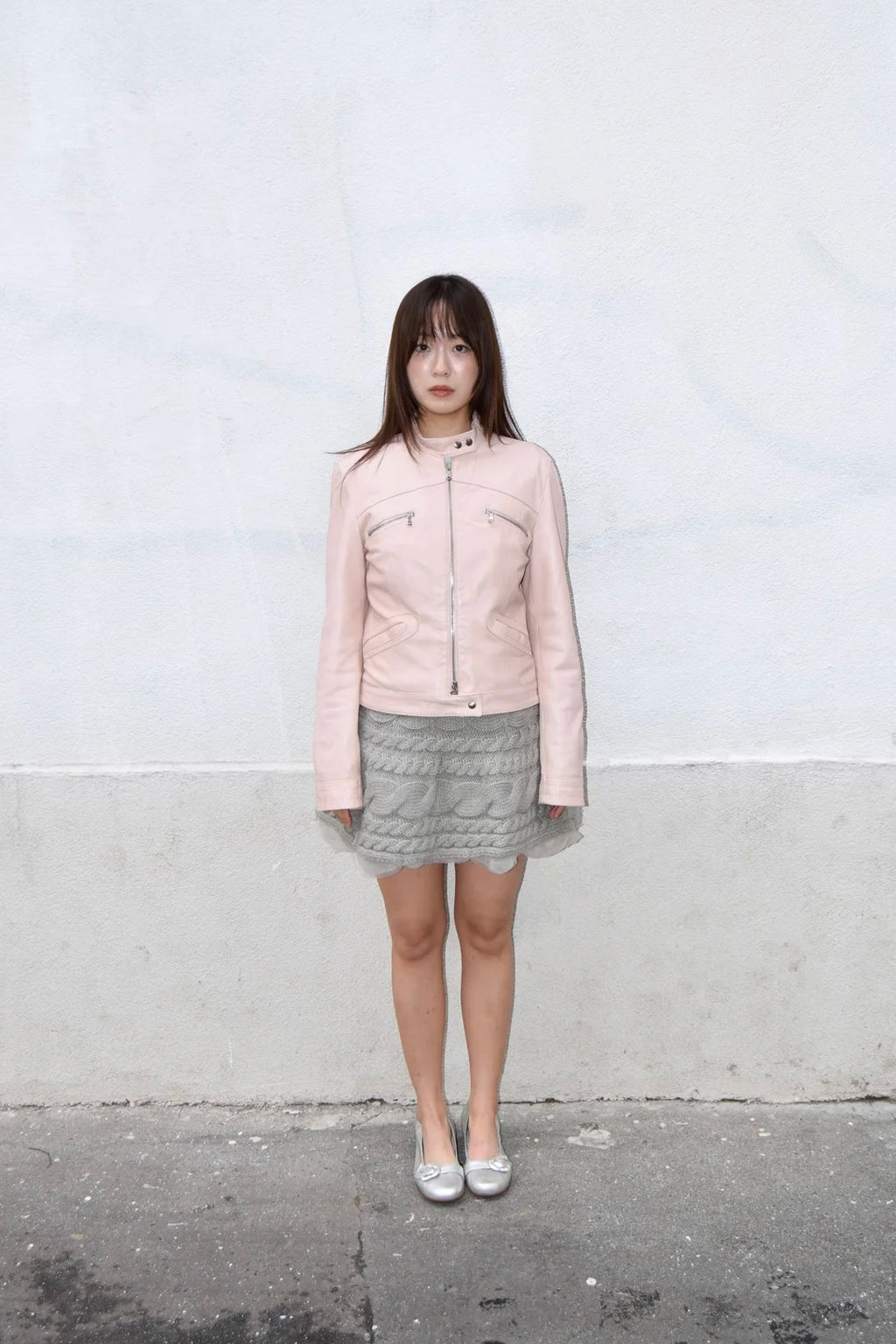 GREY KNIT LAYERED MINI SKIRT