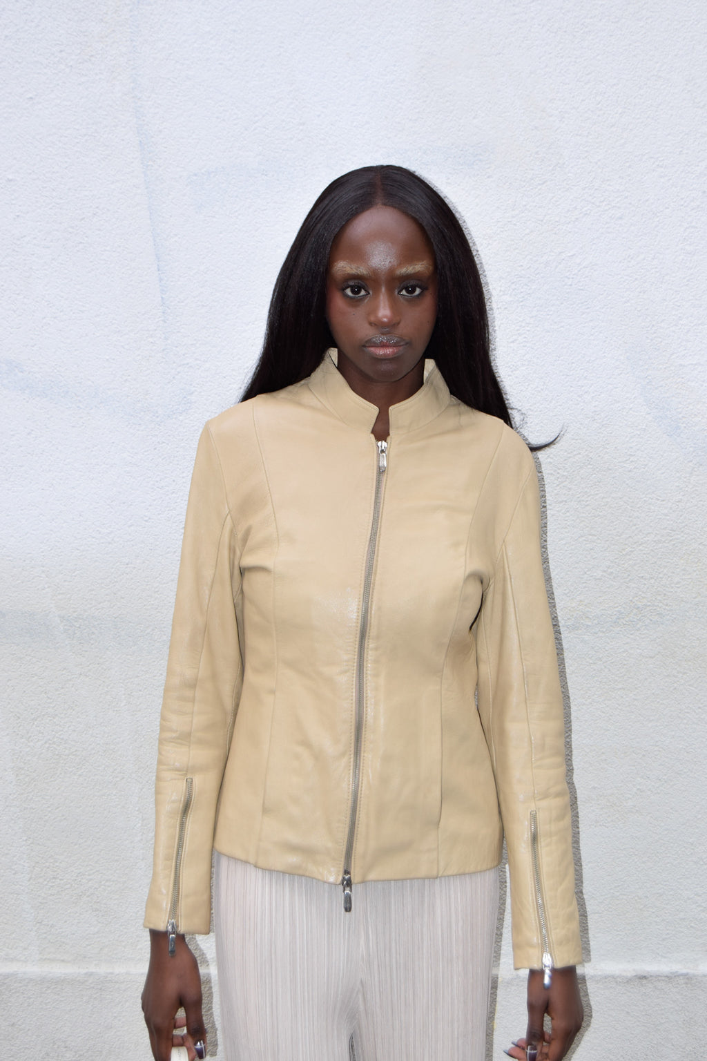 BEIGE LEATHER JACKET