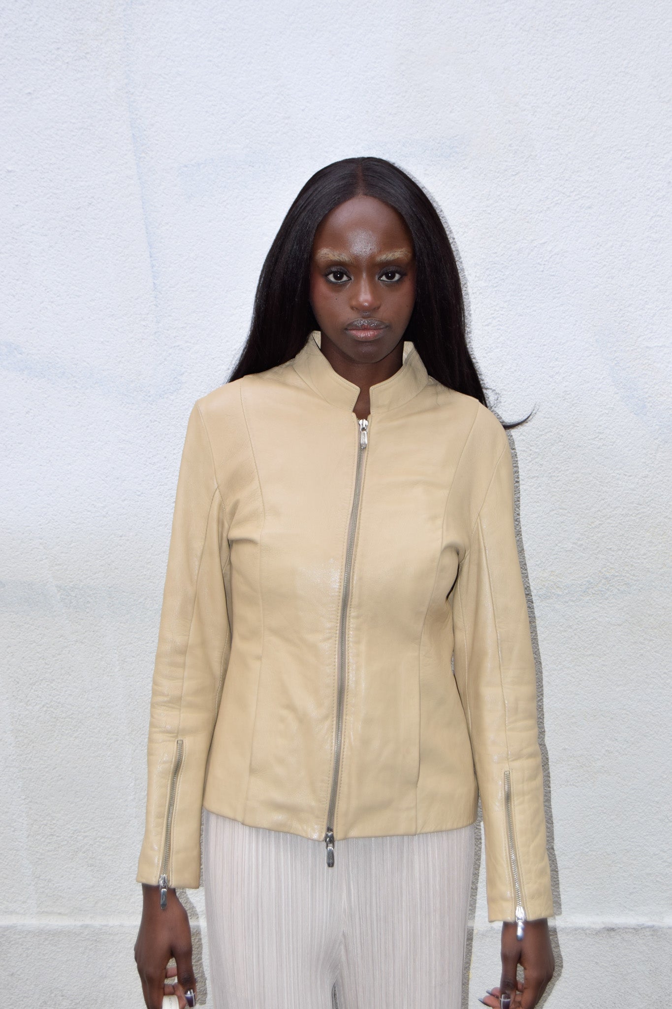 BEIGE LEATHER JACKET