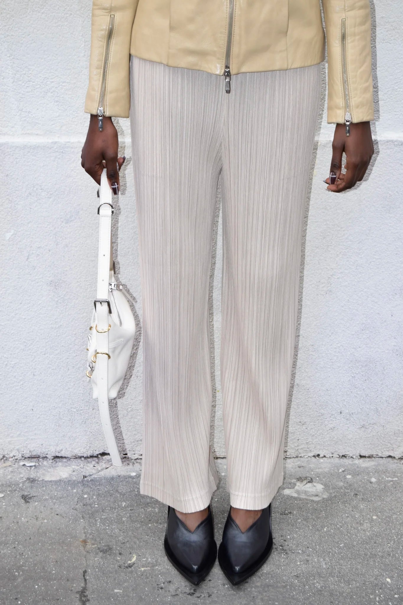 PLEATS PLEASE LIGHT BEIGE PANTS