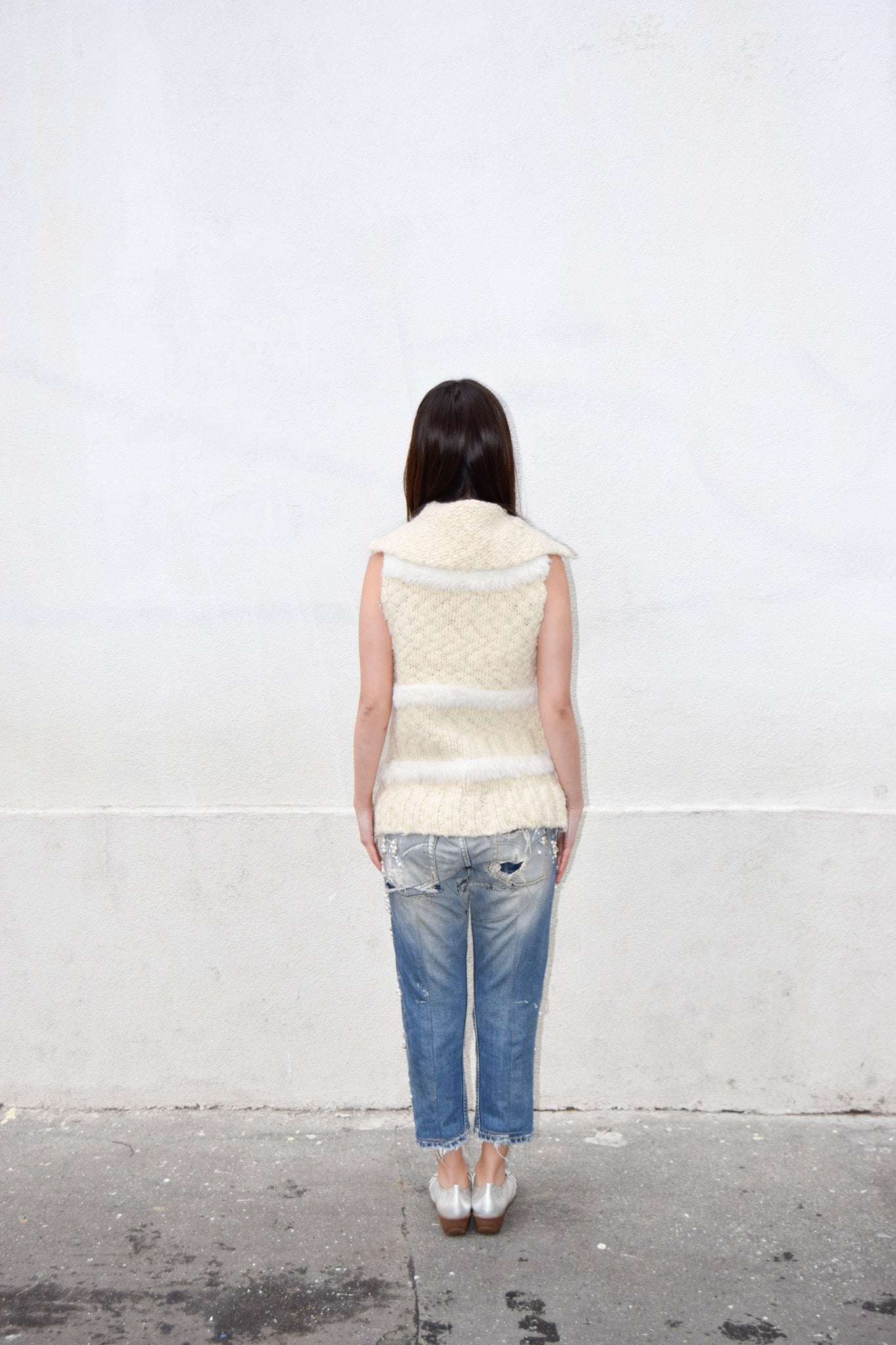 BEIGE KNITTED FLUFFY CARDIGAN