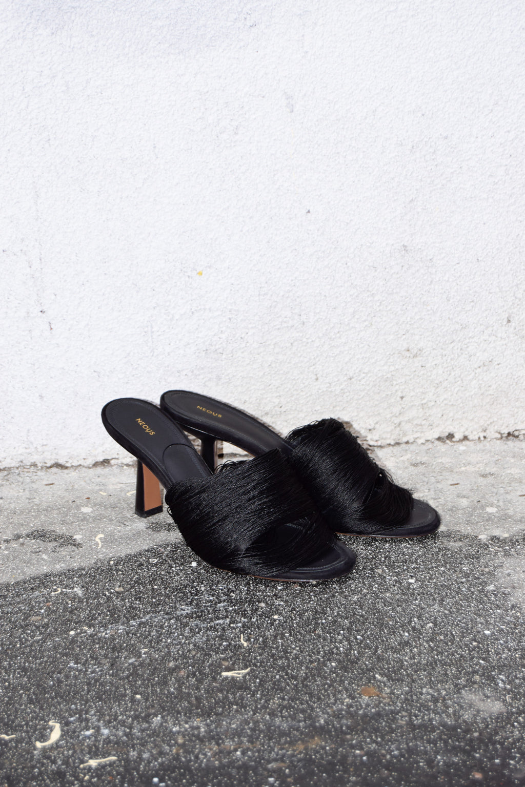 FRINGED SATIN MULES