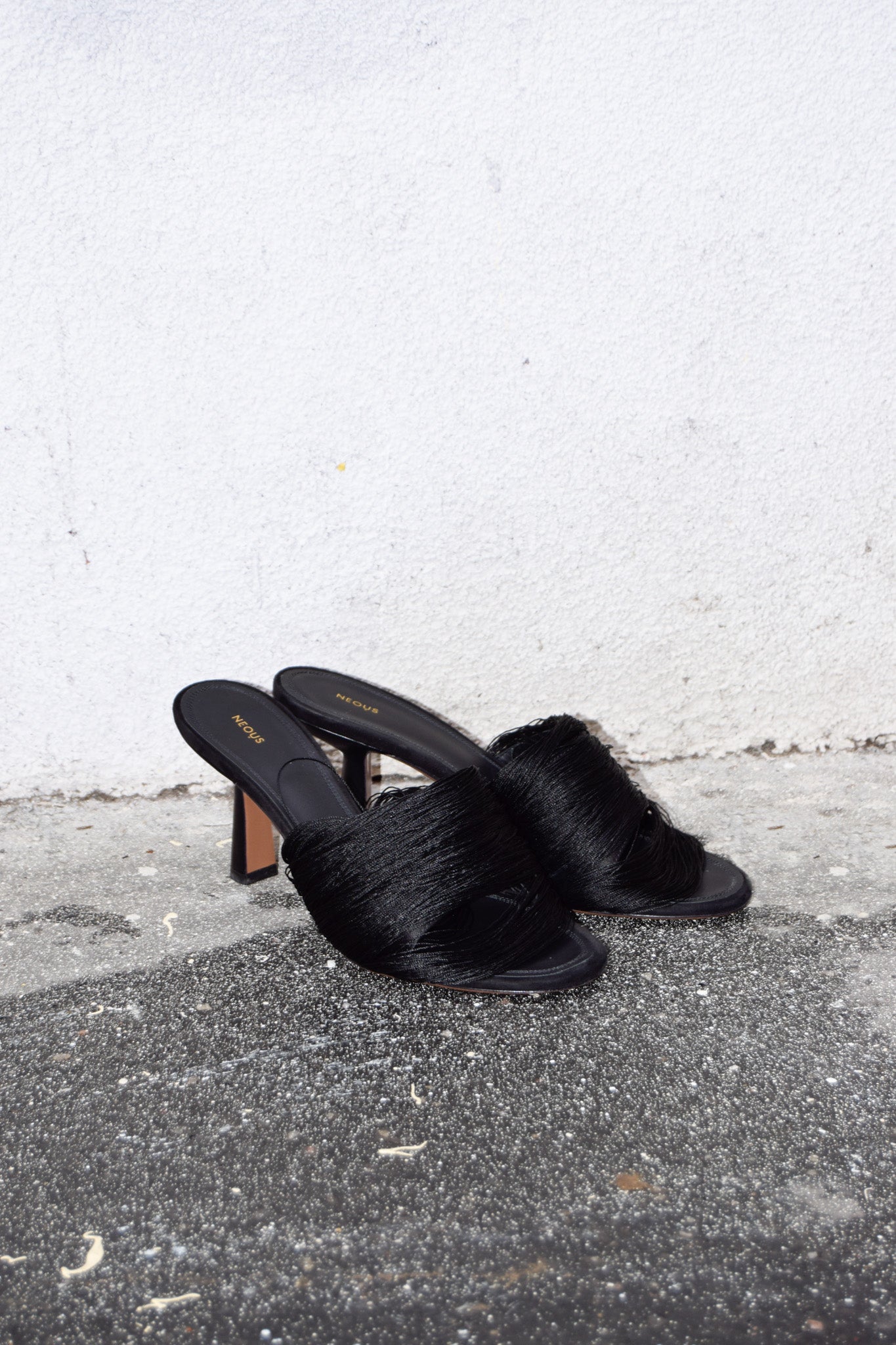 FRINGED SATIN MULES