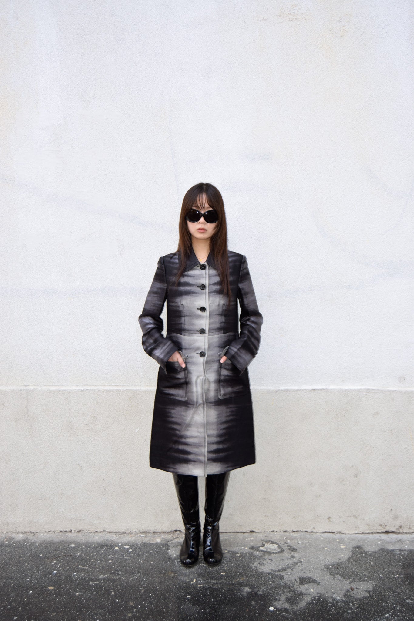 PRINTED GREY COAT