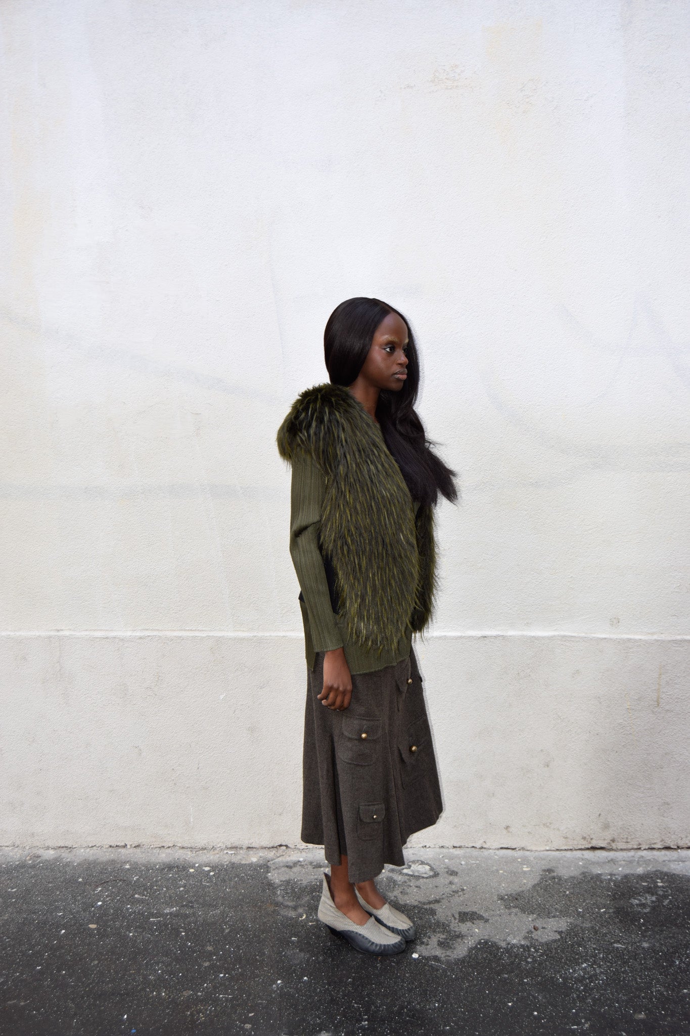 MULTI-POCKETS KHAKI SKIRT