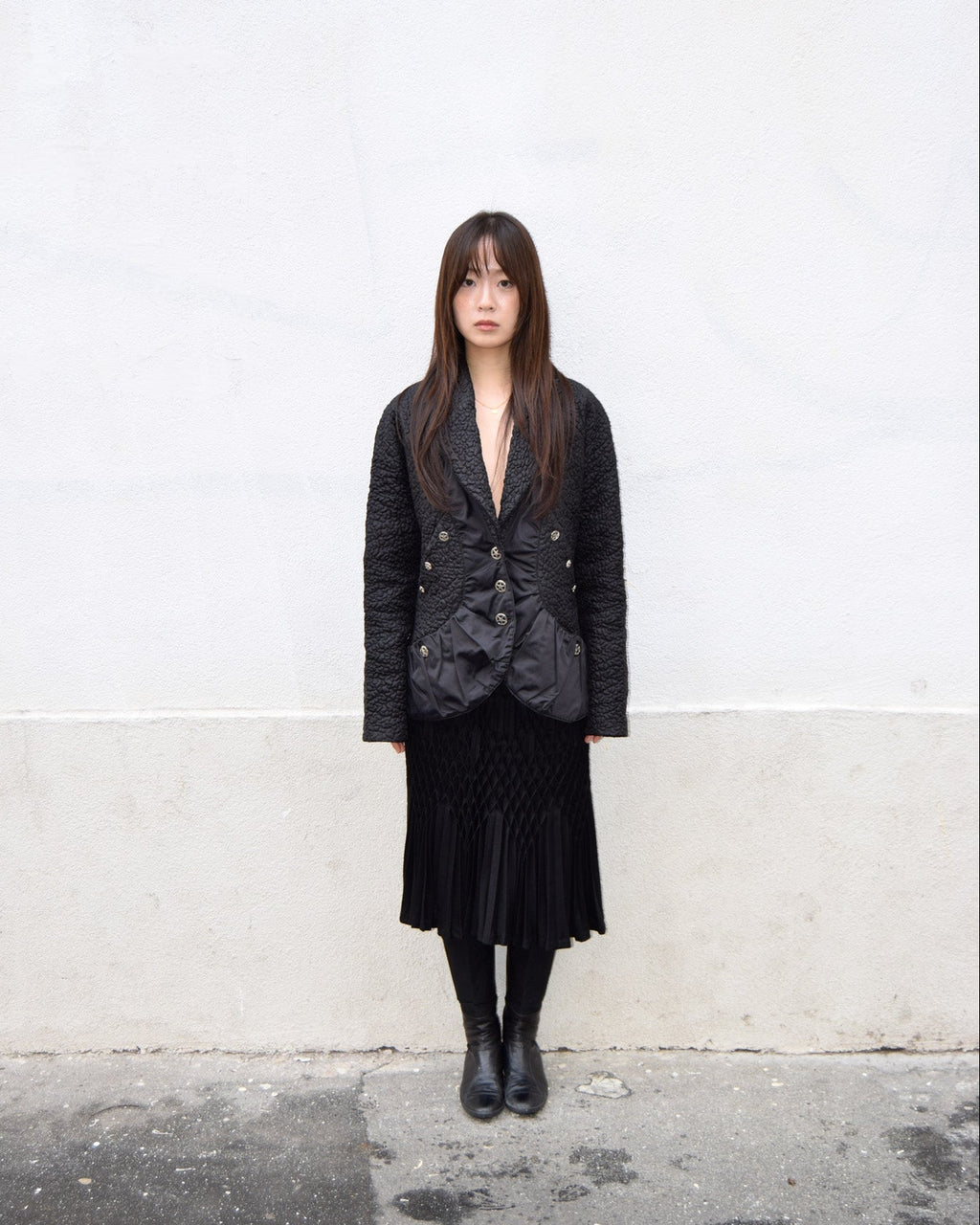 BLACK TEXTURED PADDED JACKET