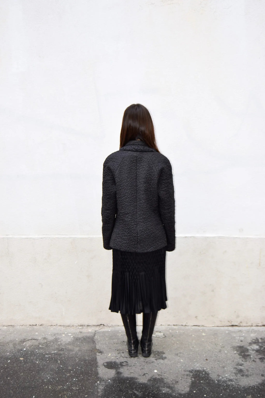 BLACK TEXTURED PADDED JACKET