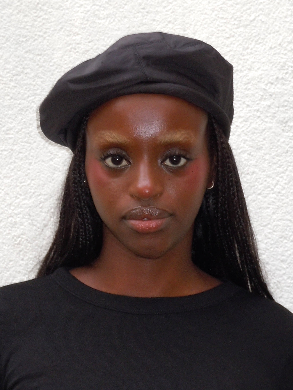 BLACK NYLON BERET HAT