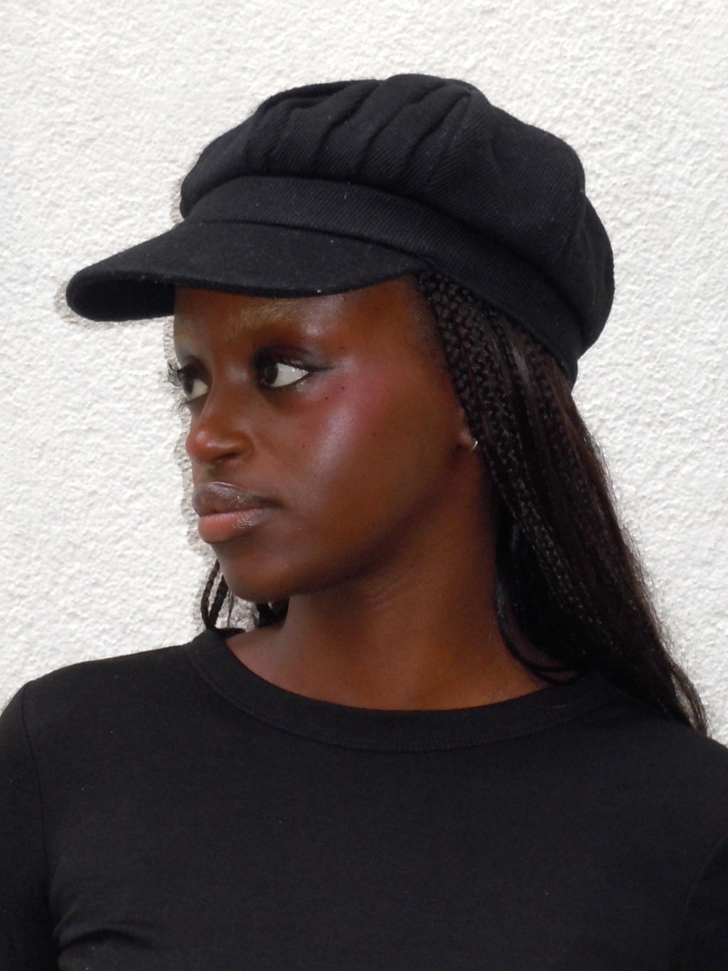 BLACK RIBBED GAVROCHE HAT