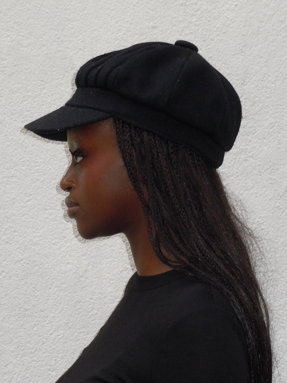 BLACK RIBBED GAVROCHE HAT