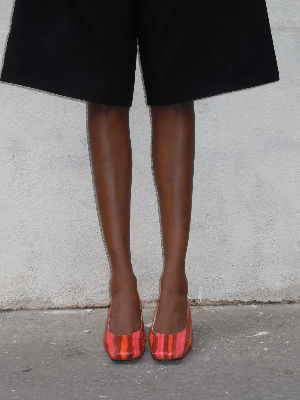 RED STRIPED SQUARE HEELS