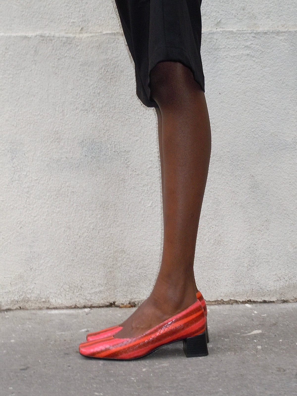 RED STRIPED SQUARE HEELS
