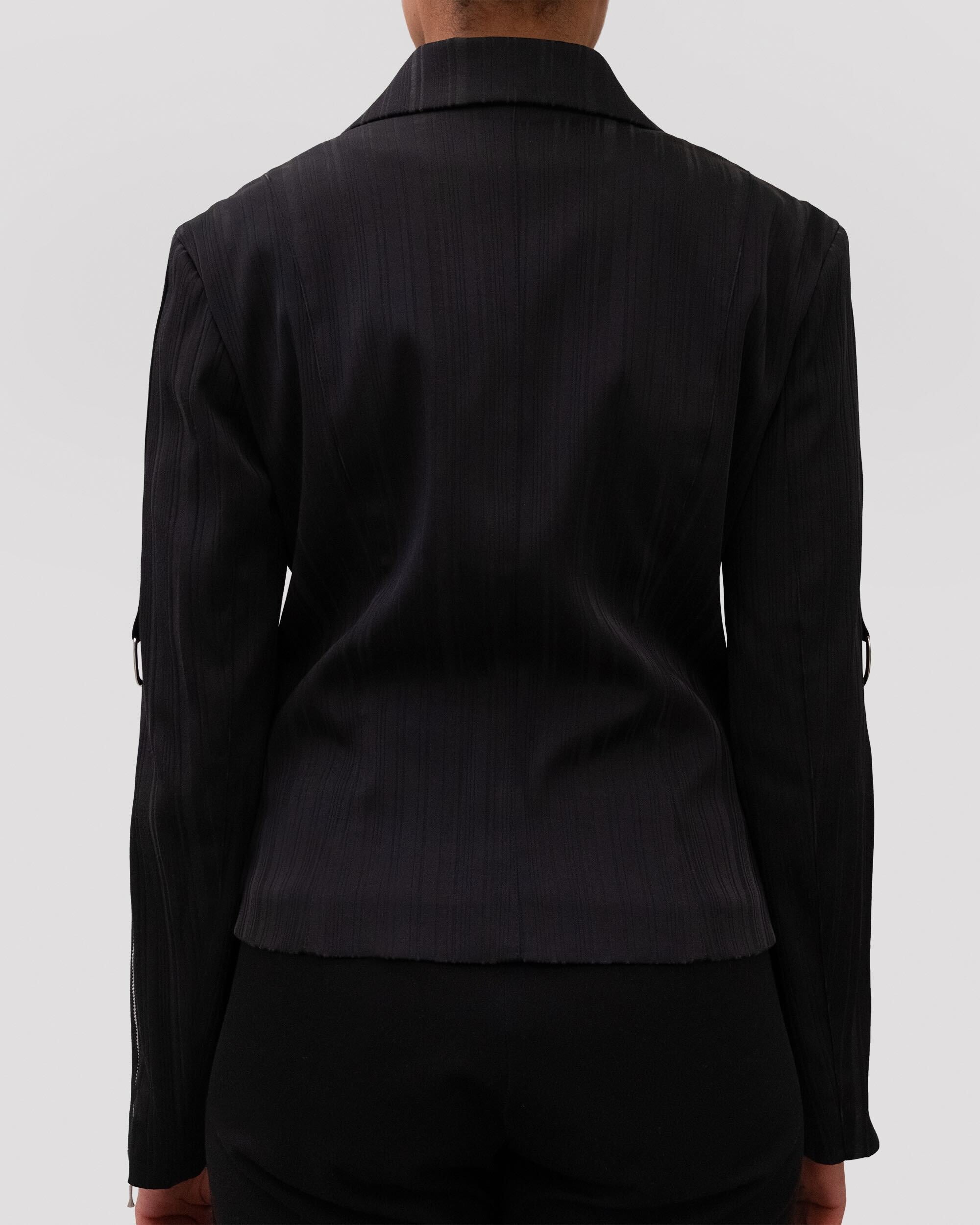 BUCKLED ZIPPED BLACK JACKET