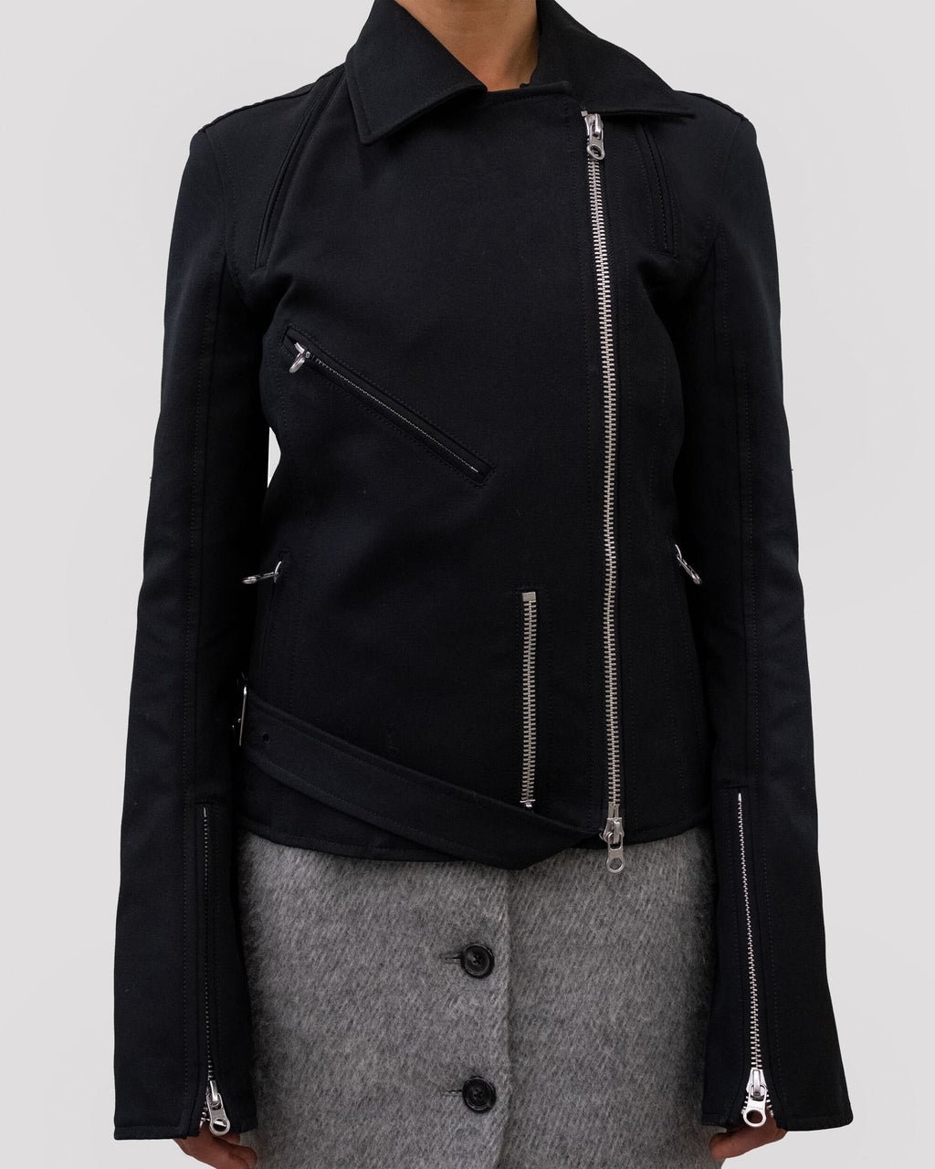 ASYMMETRICAL ZIP BLACK JACKET