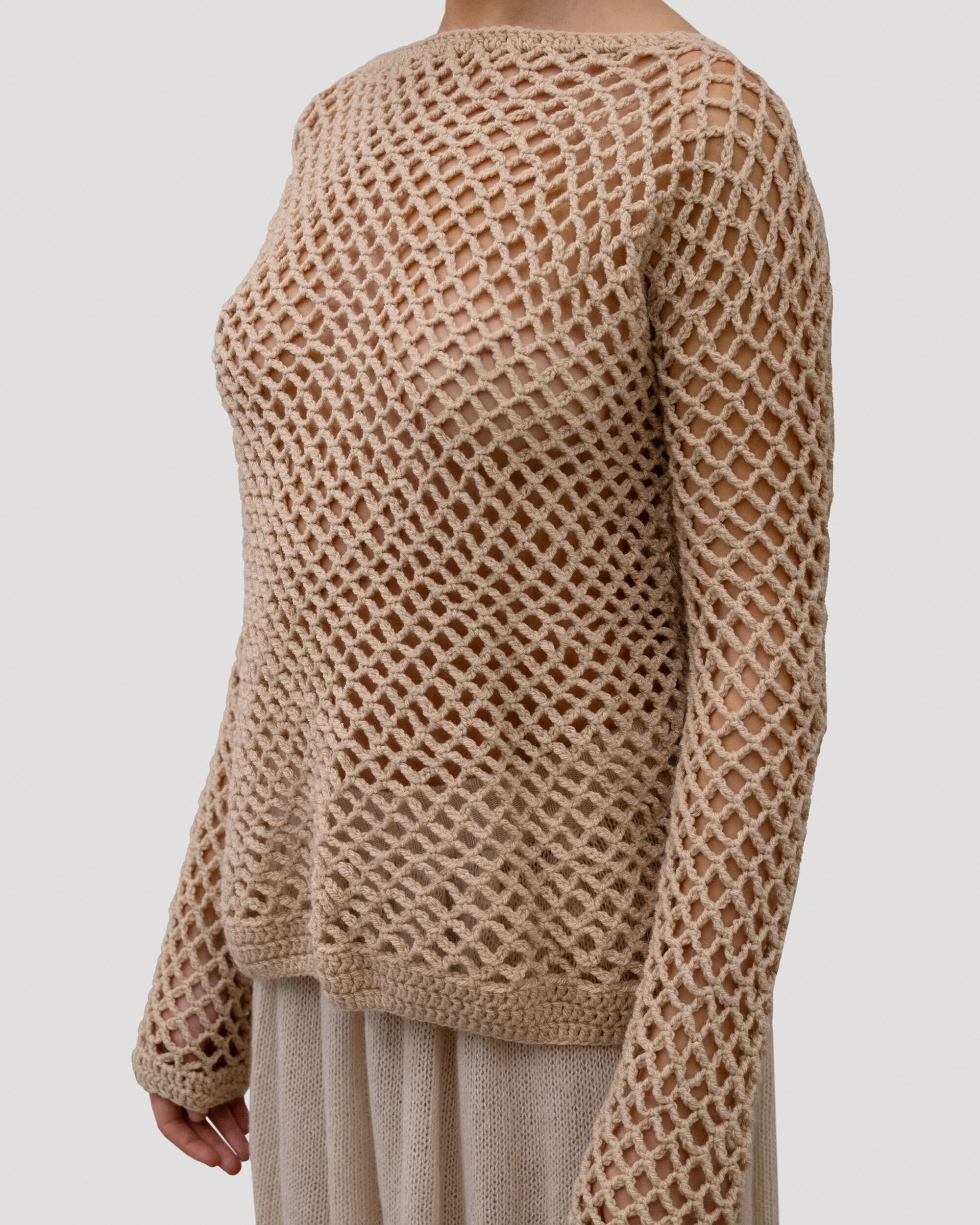 BEIGE SHEER KNIT TOP