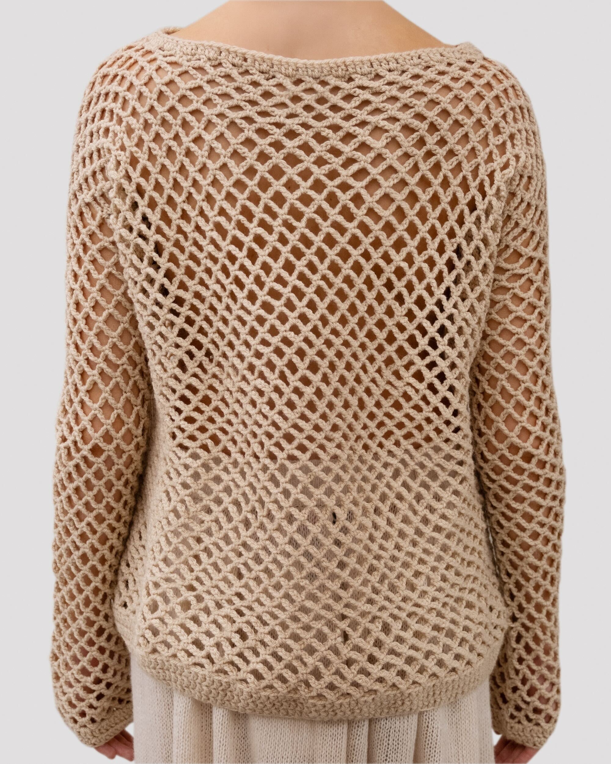 BEIGE SHEER KNIT TOP