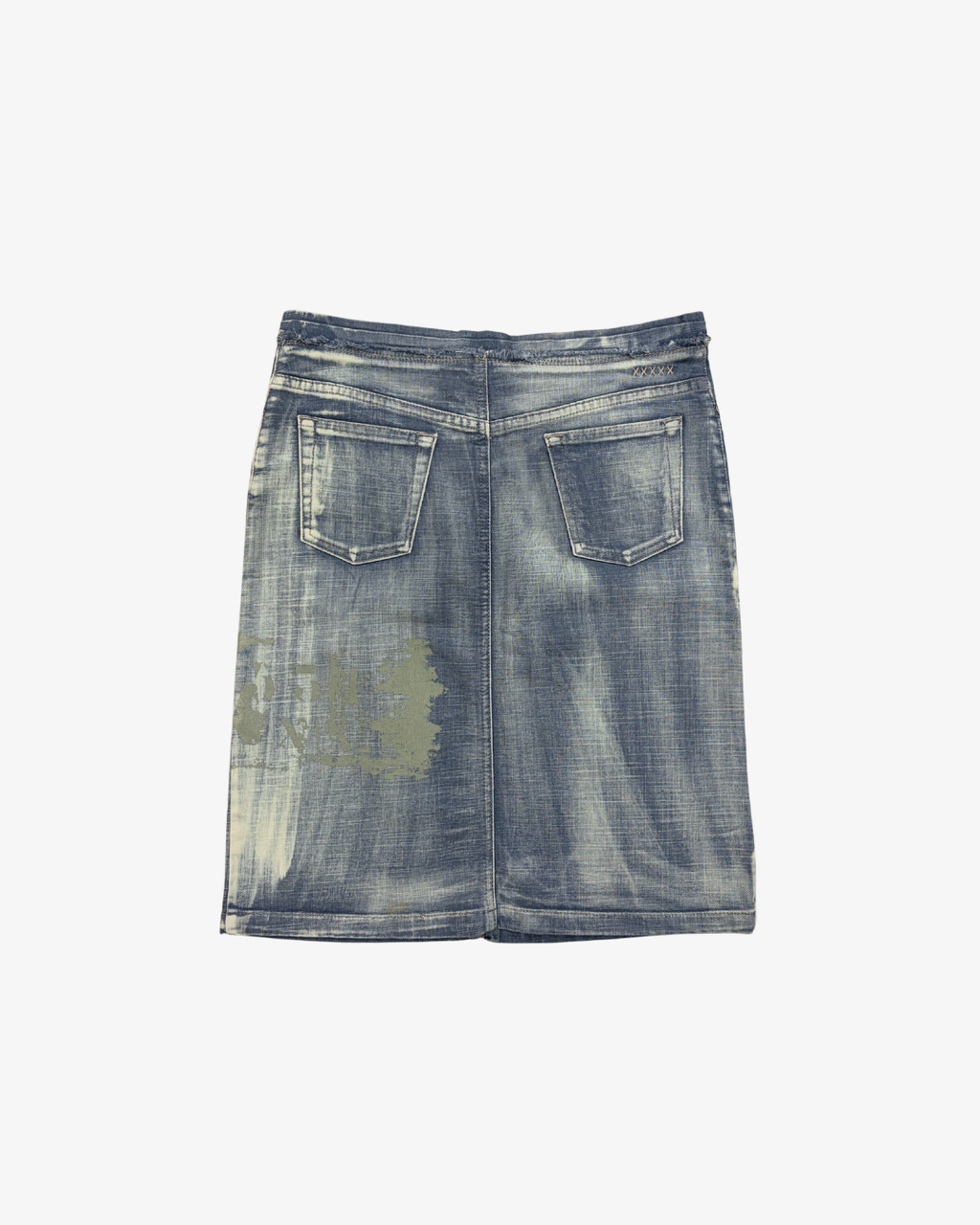 FADED BLUE BLEACHED DENIM EFFECT SKIRT
