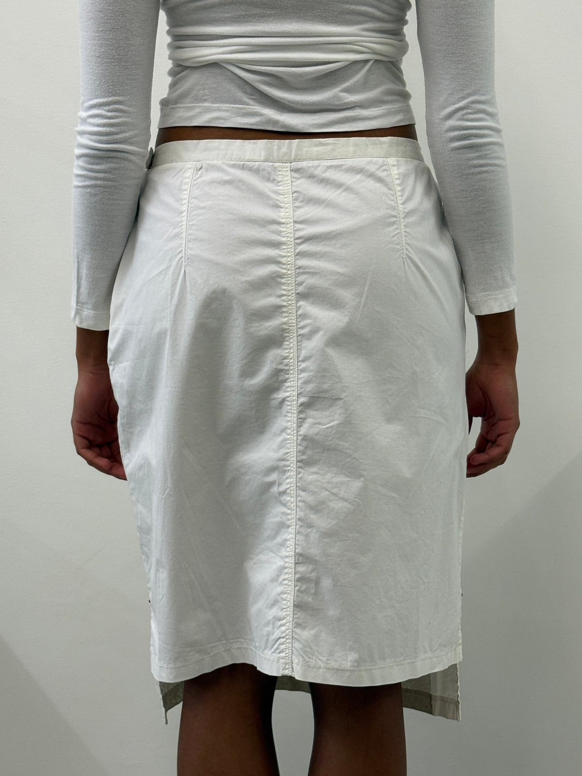 WHITE SILHOUETTE PRINTED MIDI SKIRT