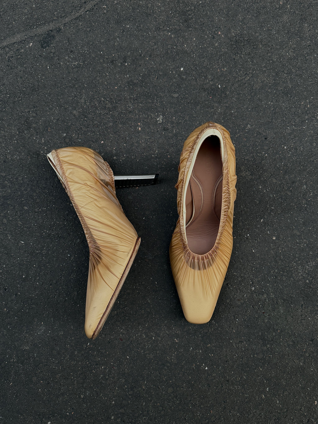 SILVER & NUDE WRAP HEELS