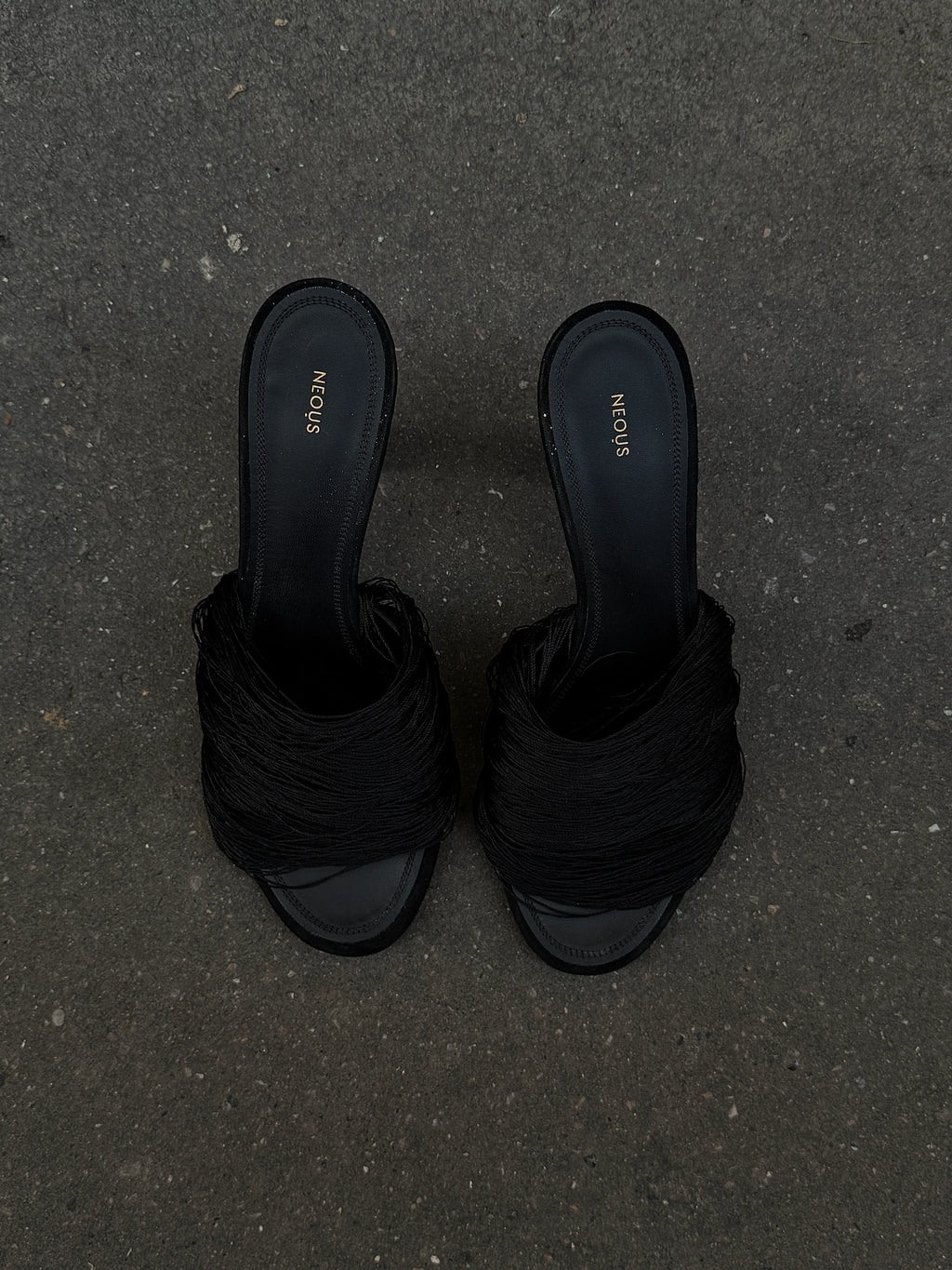 FRINGED SATIN MULES