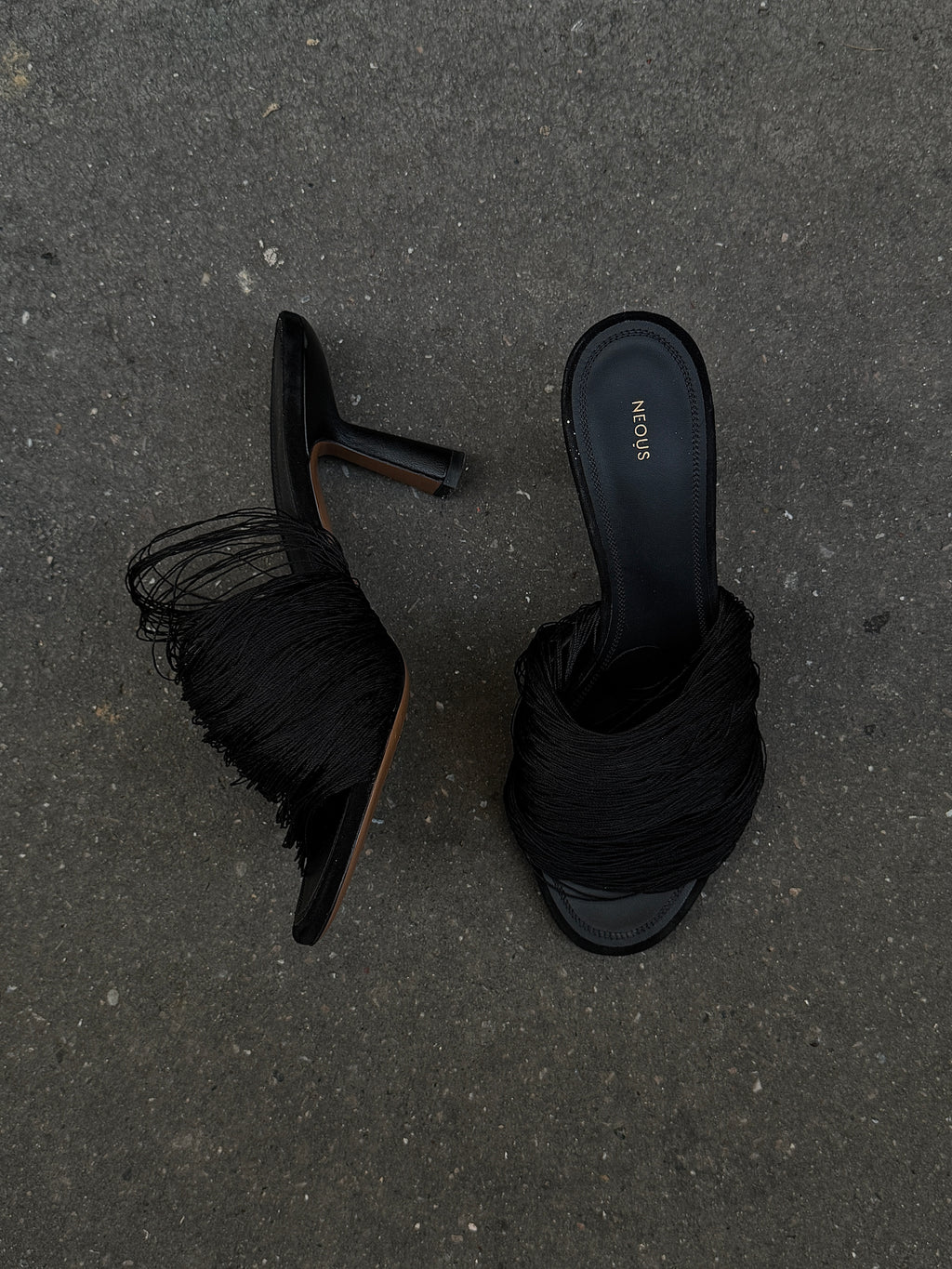 FRINGED SATIN MULES