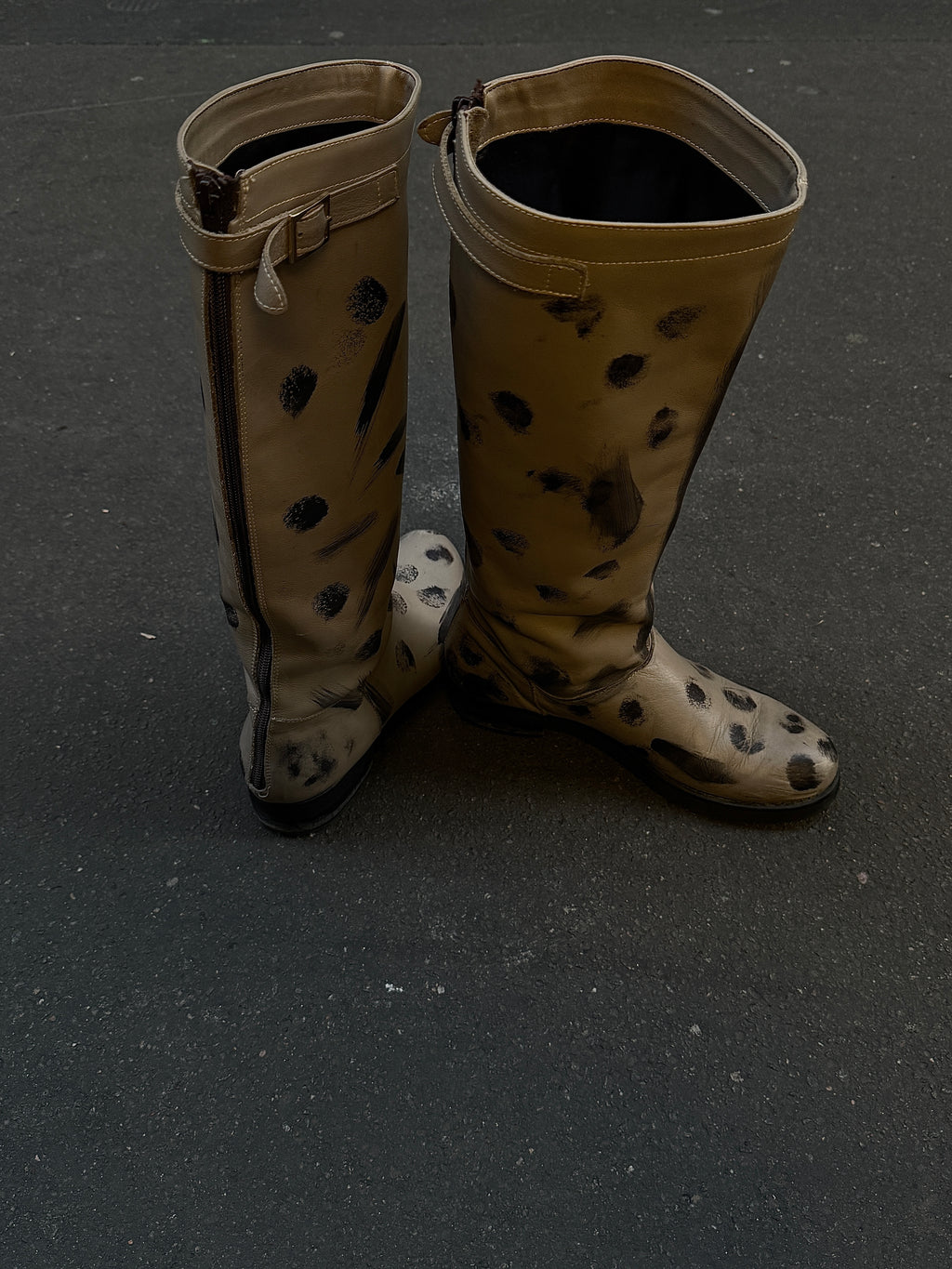 PAINTED TAUPE HIGH BOOTS