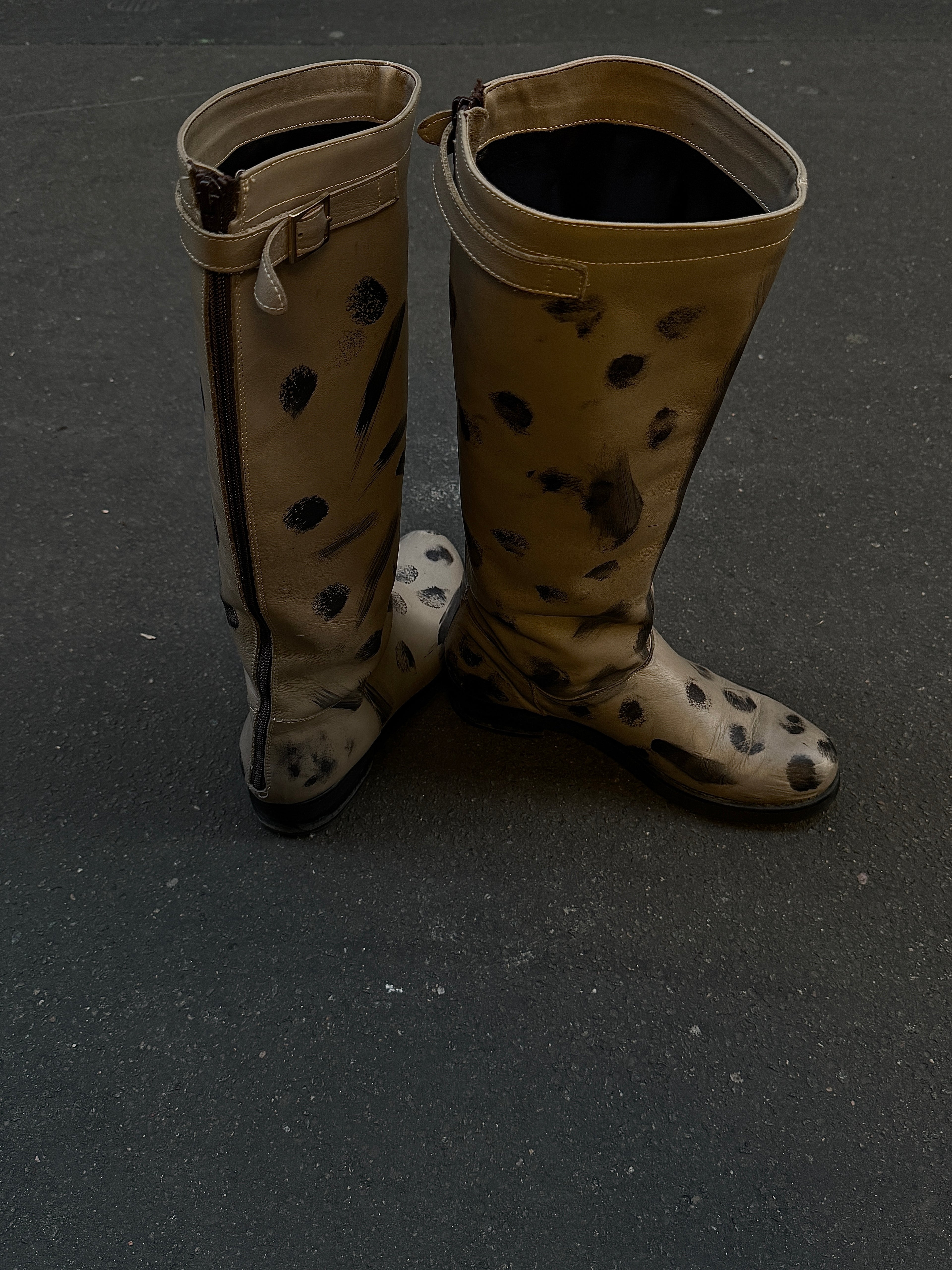 PAINTED TAUPE HIGH BOOTS