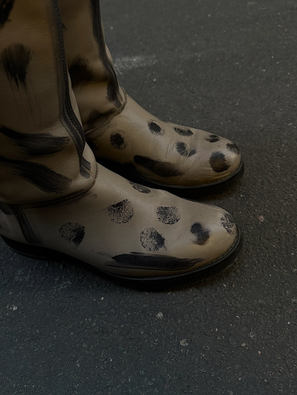 PAINTED TAUPE HIGH BOOTS