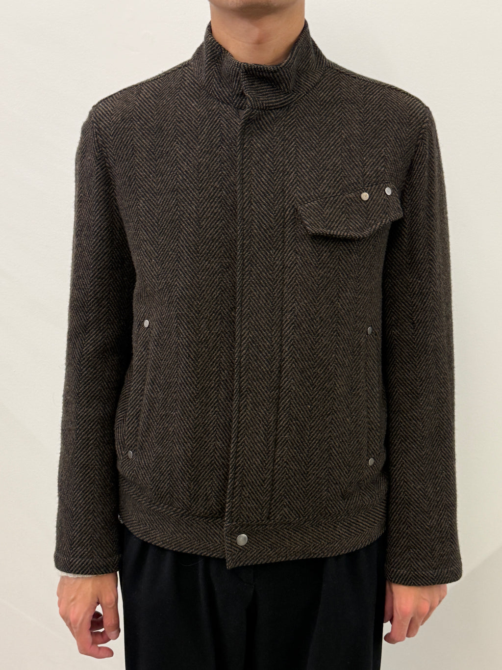 BROWN KNIT COLLAR JACKET