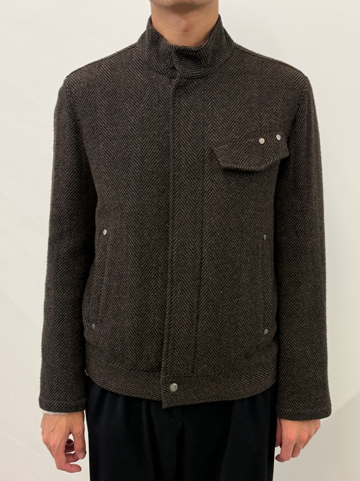 BROWN KNIT COLLAR JACKET