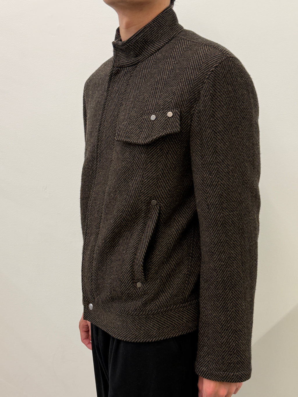 BROWN KNIT COLLAR JACKET