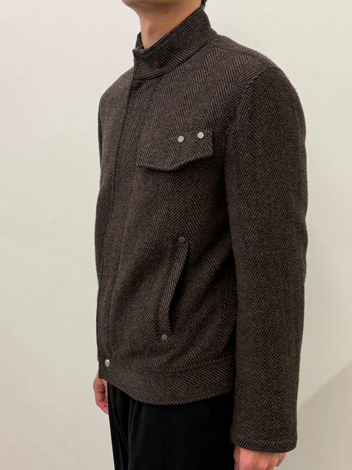 BROWN KNIT COLLAR JACKET