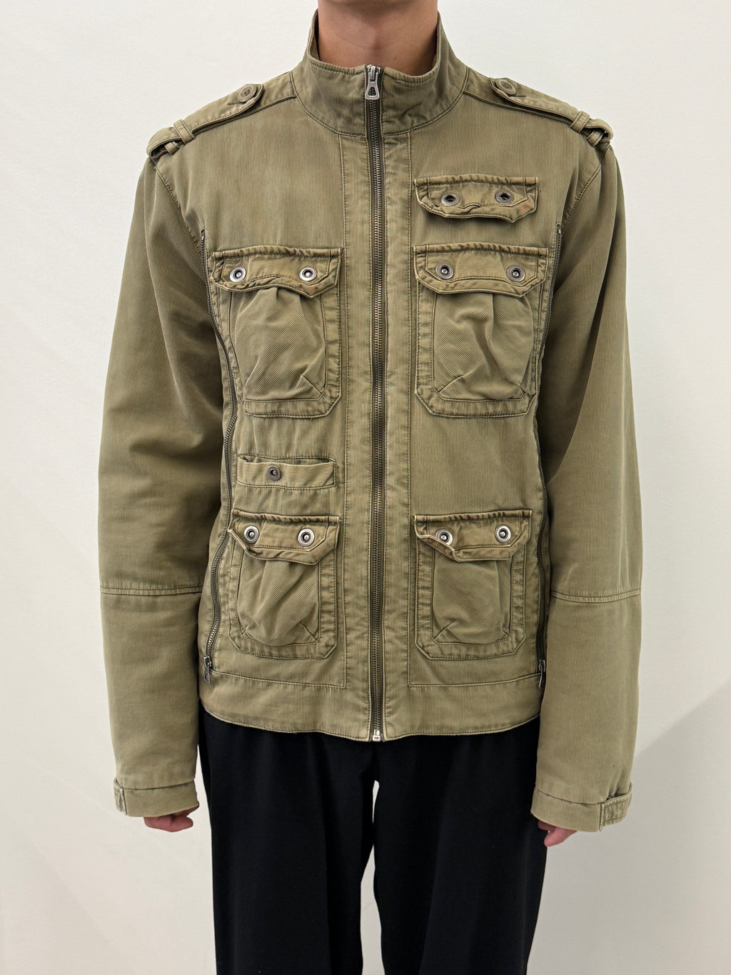 OLIVE MULTI-POCKET CARGO JACKET