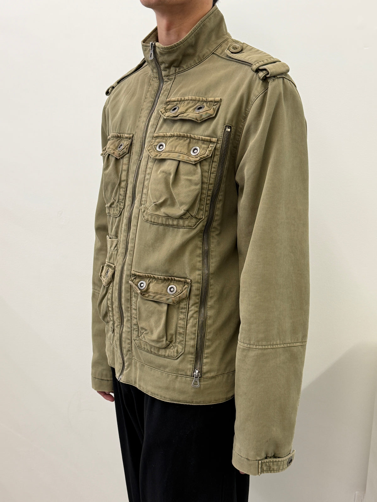 OLIVE MULTI-POCKET CARGO JACKET