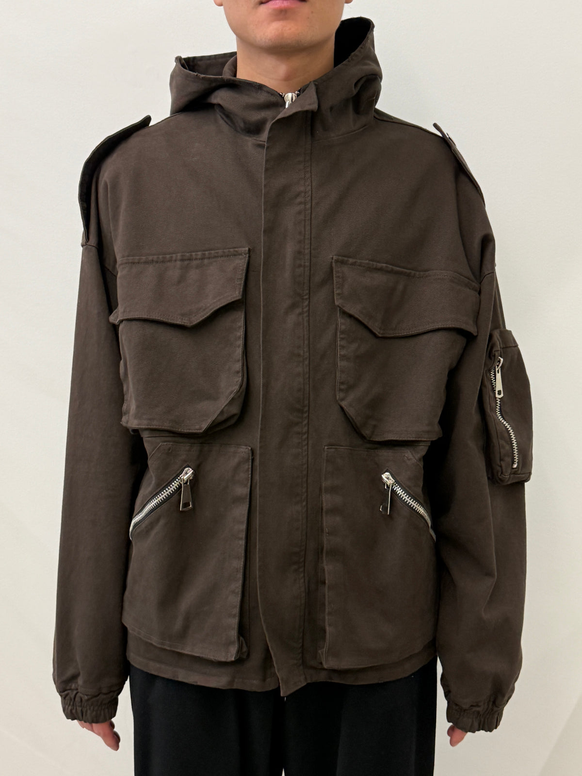 BROWN COTTON CARGO JACKET