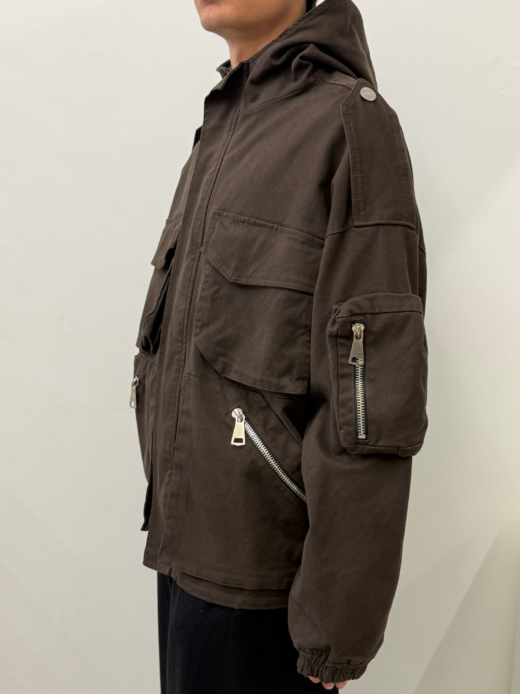 BROWN COTTON CARGO JACKET